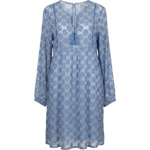 Sundance‎ Blue Floral Eyelet Embroidered Dress Tassel Tie Boho Tunic M No Slip